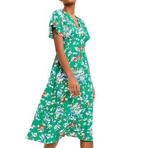 Ann Taylor LOFT Floral Flutter Sleeve Midi Dress